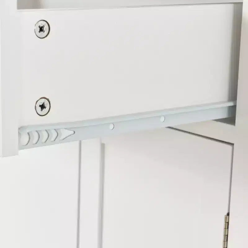 Carrello da Cucina con Ruote con Piano in Legno Massello e Ruote Bloccabili, Larghezza 137,9 cm, Armadietto a 4 Ante e Due Cassetti, Porta Spezie