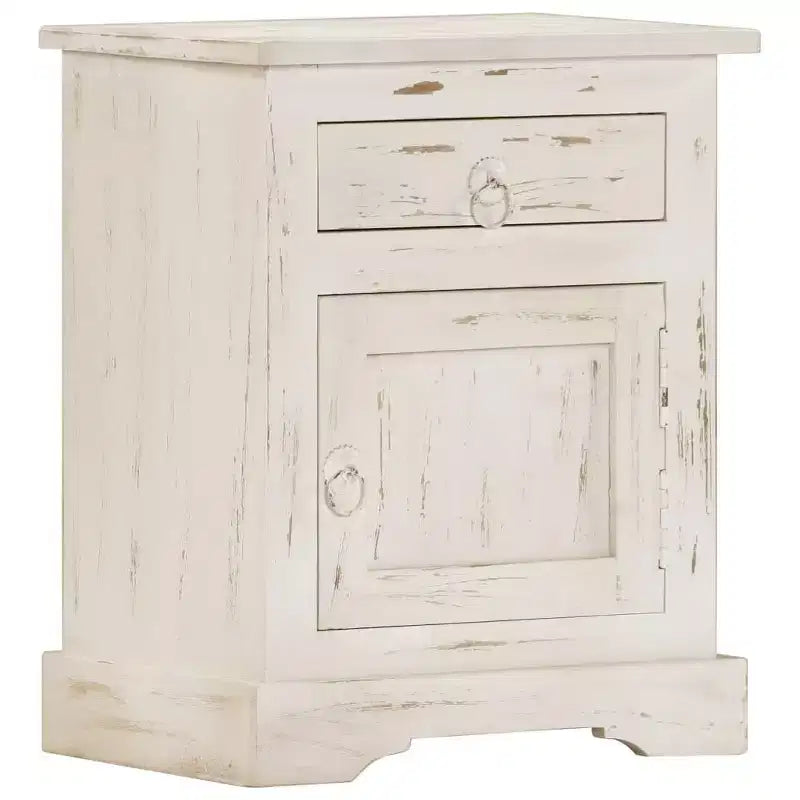 vidaXL Comodino Bianco 40x30x50 cm Legno Massello di Mango