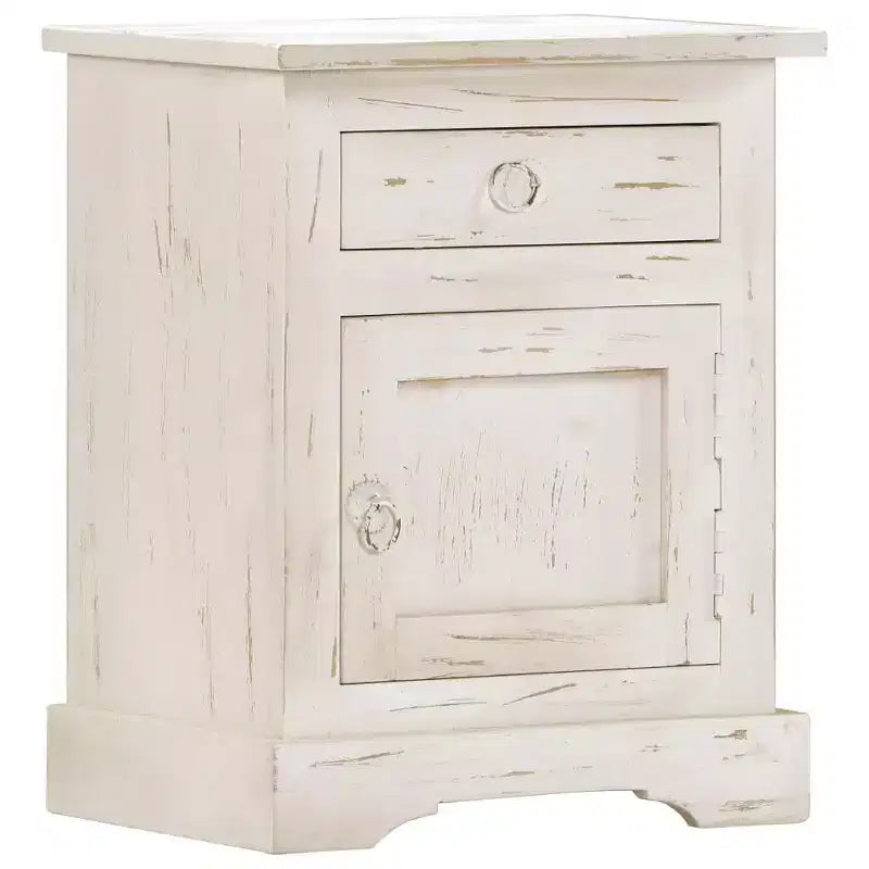 vidaXL Comodino Bianco 40x30x50 cm Legno Massello di Mango