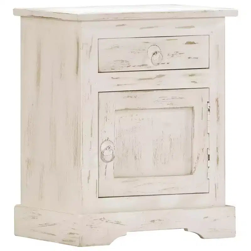 vidaXL Comodino Bianco 40x30x50 cm Legno Massello di Mango