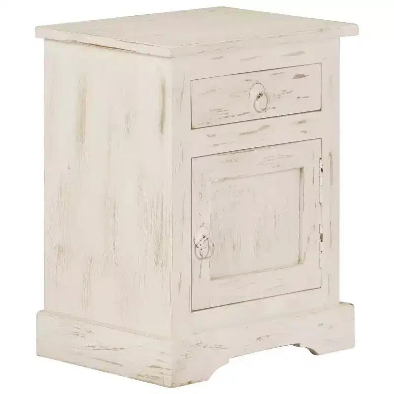 vidaXL Comodino Bianco 40x30x50 cm Legno Massello di Mango