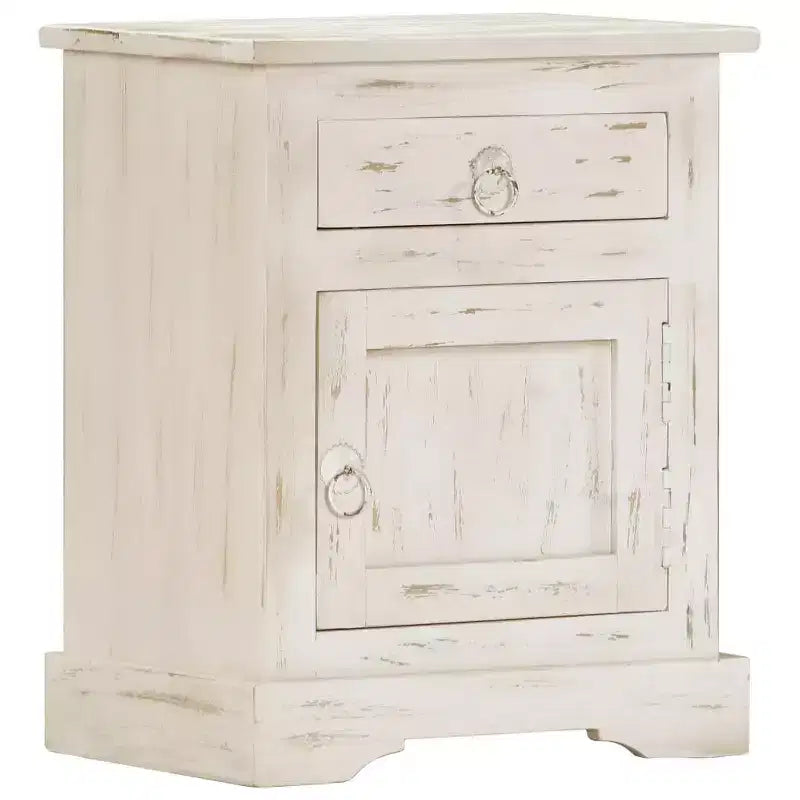 vidaXL Comodino Bianco 40x30x50 cm Legno Massello di Mango