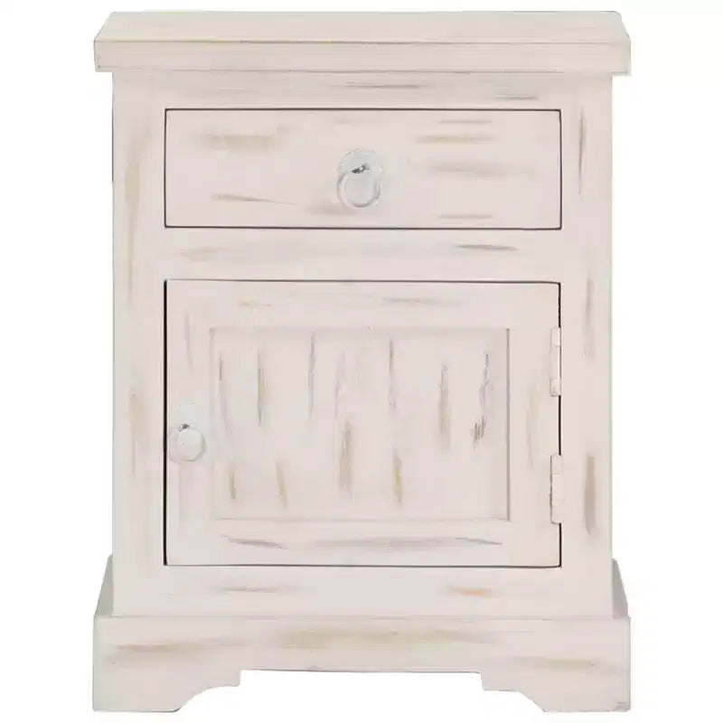 vidaXL Comodino Bianco 40x30x50 cm Legno Massello di Mango