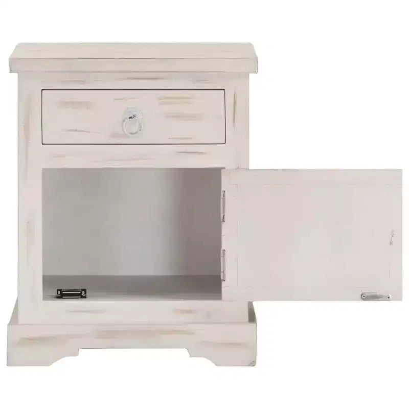 vidaXL Comodino Bianco 40x30x50 cm Legno Massello di Mango