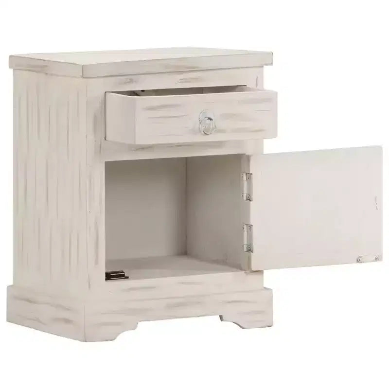 vidaXL Comodino Bianco 40x30x50 cm Legno Massello di Mango