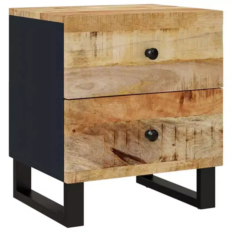 vidaXL Bedside Cabinet Black Solid Mango Wood Medium Bedside Cabinet