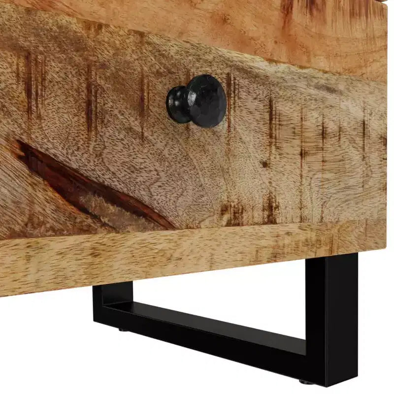 vidaXL Bedside Cabinet Black Solid Mango Wood Medium Bedside Cabinet