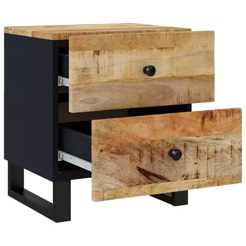 vidaXL Bedside Cabinet Black Solid Mango Wood Medium Bedside Cabinet