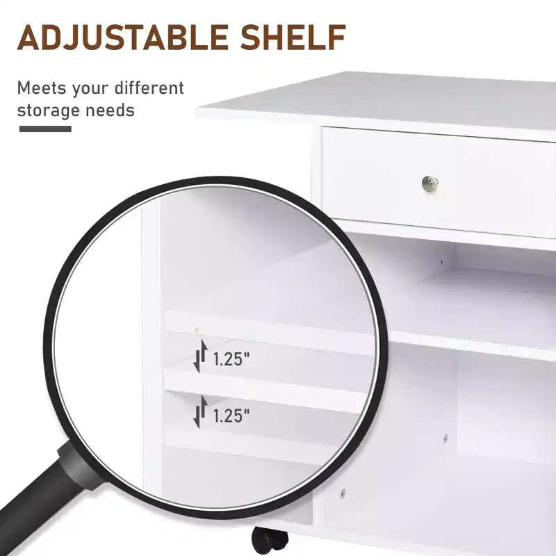 Carrello per stampante mobile, carrello portadocumenti con ruote, ripiano regolabile, cassetto e supporto per CPU