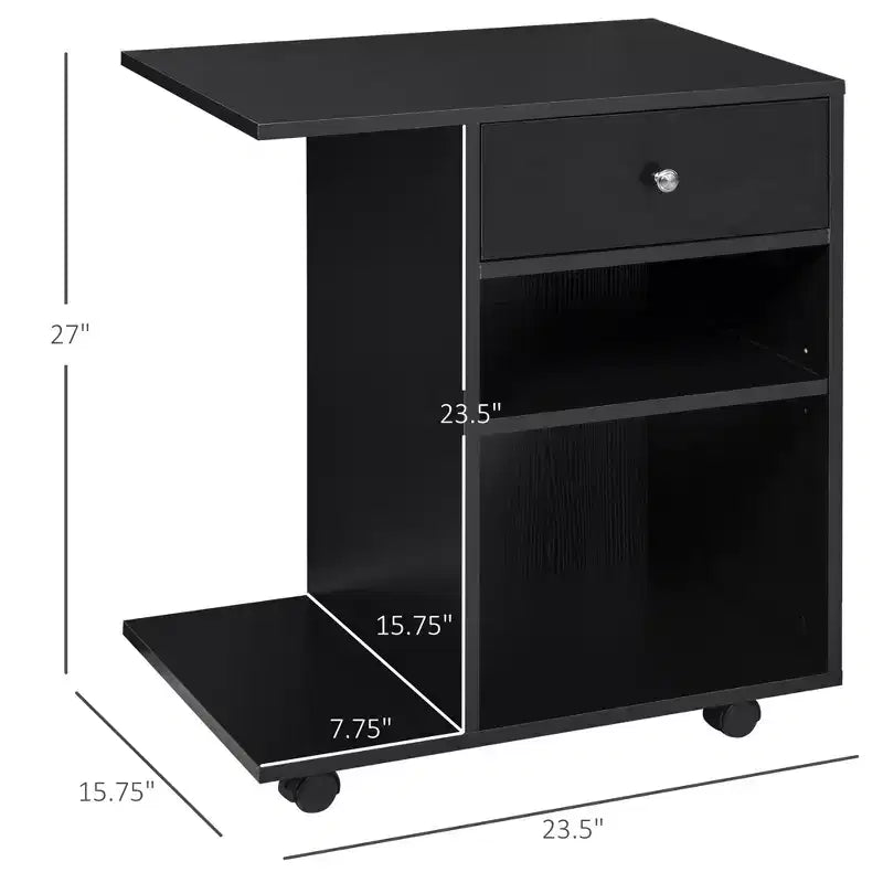 Carrello per stampante mobile, carrello portadocumenti con ruote, ripiano regolabile, cassetto e supporto per CPU