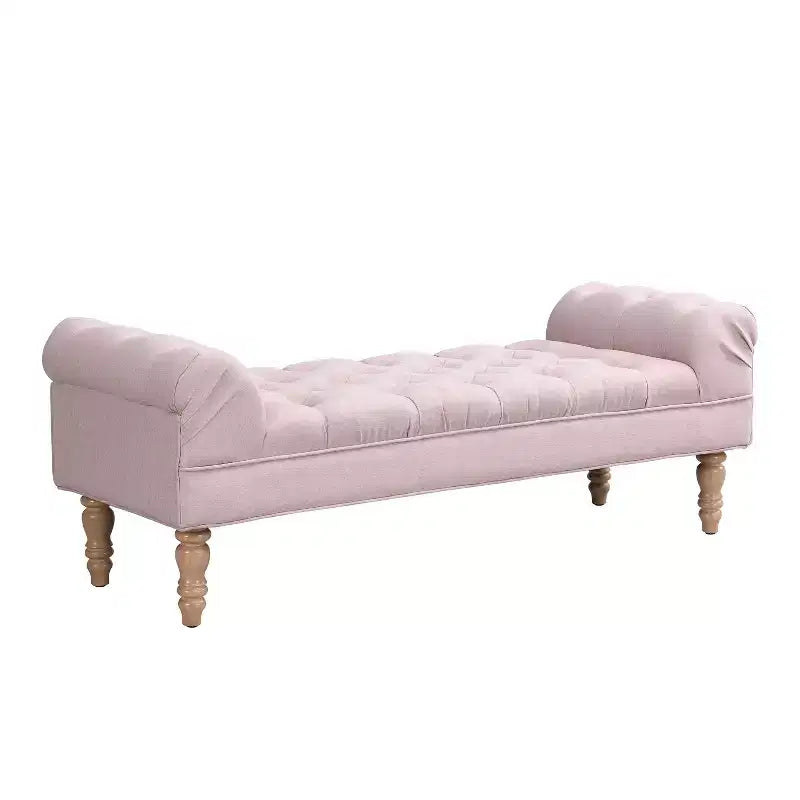 Okak Moderno Pouf Panca Imbottito con Bottoni e Braccioli Arrotondati, Sgabello Ottomano Imbottito per Camera da Letto, Ingresso