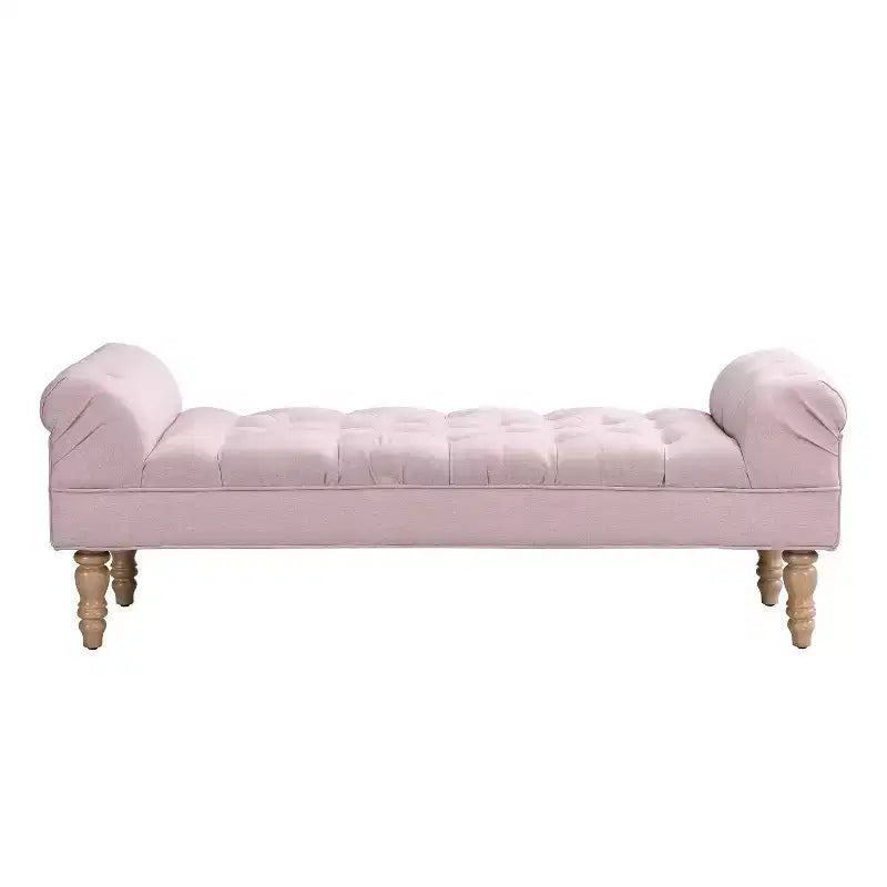 Okak Moderno Pouf Panca Imbottito con Bottoni e Braccioli Arrotondati, Sgabello Ottomano Imbottito per Camera da Letto, Ingresso