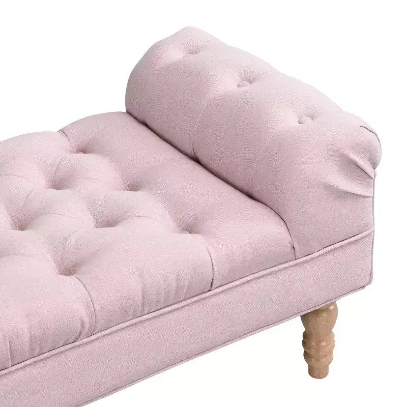 Okak Moderno Pouf Panca Imbottito con Bottoni e Braccioli Arrotondati, Sgabello Ottomano Imbottito per Camera da Letto, Ingresso
