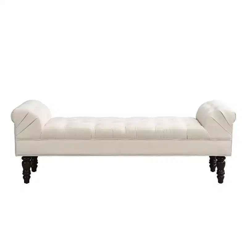 Okak Moderno Pouf Panca Imbottito con Bottoni e Braccioli Arrotondati, Sgabello Ottomano Imbottito per Camera da Letto, Ingresso
