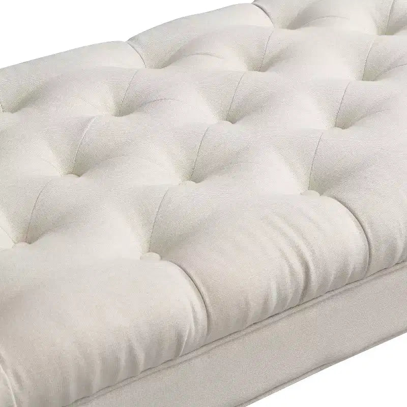 Okak Moderno Pouf Panca Imbottito con Bottoni e Braccioli Arrotondati, Sgabello Ottomano Imbottito per Camera da Letto, Ingresso