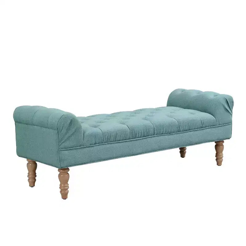 Okak Moderno Pouf Panca Imbottito con Bottoni e Braccioli Arrotondati, Sgabello Ottomano Imbottito per Camera da Letto, Ingresso
