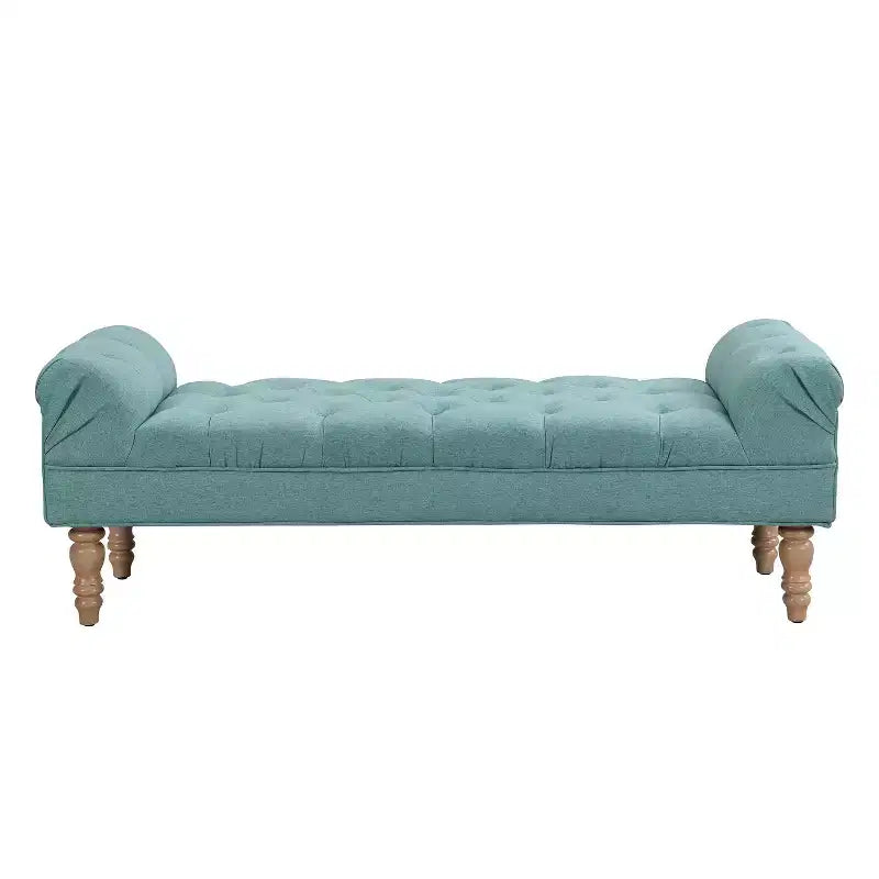 Okak Moderno Pouf Panca Imbottito con Bottoni e Braccioli Arrotondati, Sgabello Ottomano Imbottito per Camera da Letto, Ingresso