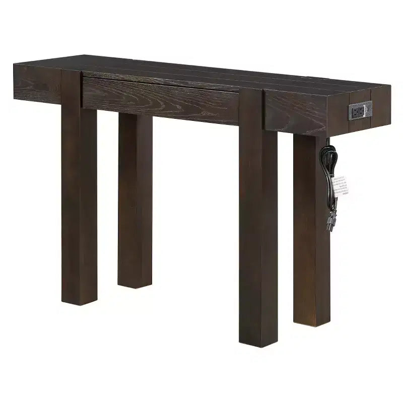 Tavolo Consolle 47 con Cassetti, Tavolino da Divano con Finitura in Legno, Tavolino Stretto per Ingresso, Soggiorno o Ufficio-Panipeachy