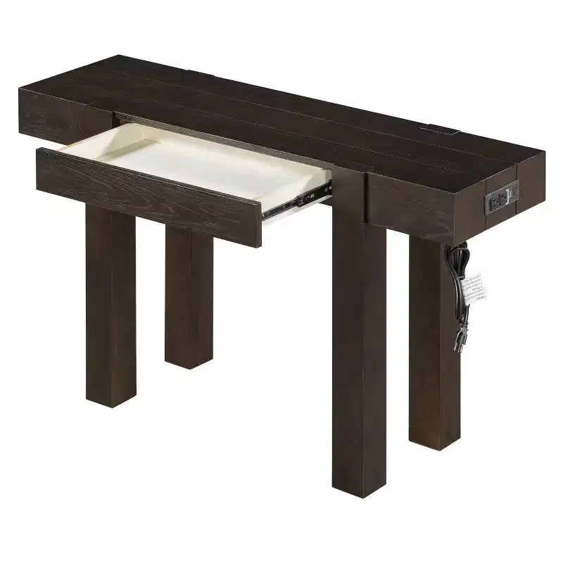 Tavolo Consolle 47 con Cassetti, Tavolino da Divano con Finitura in Legno, Tavolino Stretto per Ingresso, Soggiorno o Ufficio-Panipeachy