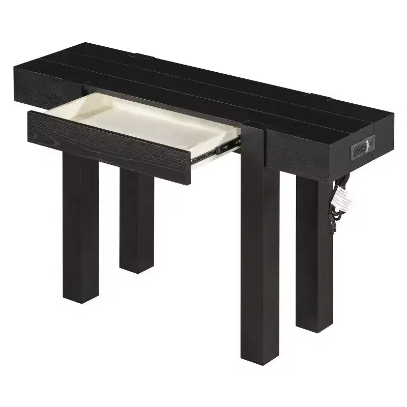 Tavolo Consolle 47 con Cassetti, Tavolino da Divano con Finitura in Legno, Tavolino Stretto per Ingresso, Soggiorno o Ufficio-Panipeachy