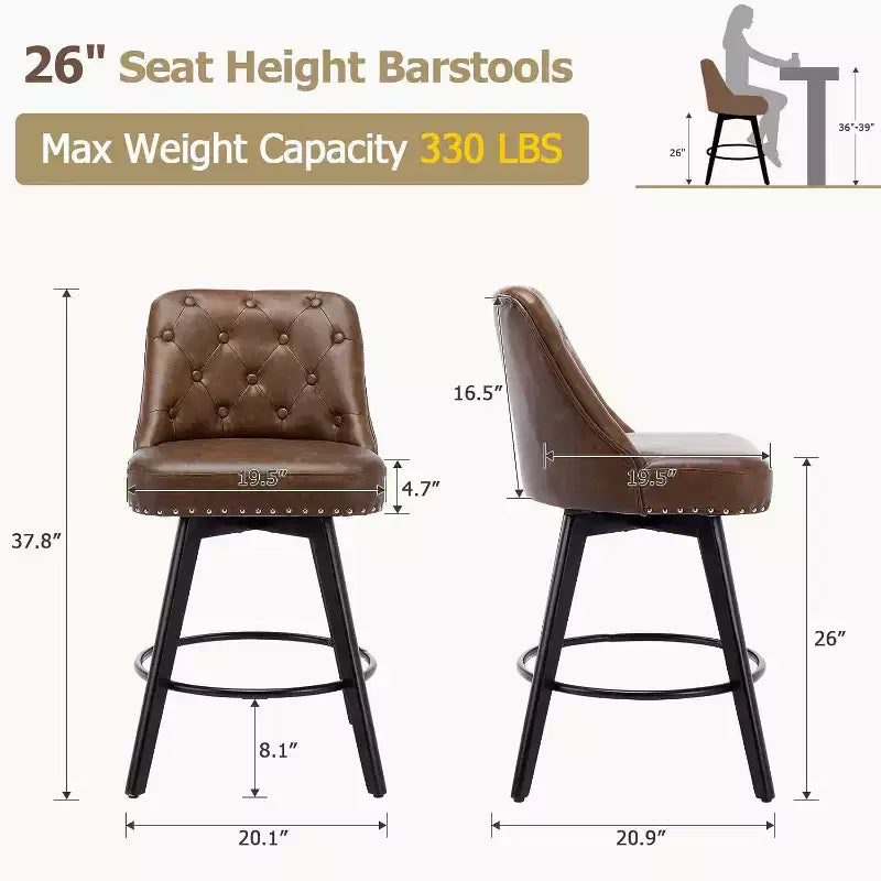 Moderni Sgabelli da Bar Girevoli Set da 2, Imbottiti, Poggiapiedi, Schienale e Gambe in Metallo, Sgabelli da Bar Moderni ad Altezza Bancone per Bar, Isola della Cucina