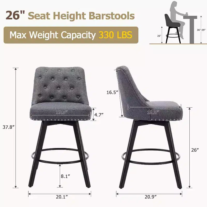 Moderni Sgabelli da Bar Girevoli Set da 2, Imbottiti, Poggiapiedi, Schienale e Gambe in Metallo, Sgabelli da Bar Moderni ad Altezza Bancone per Bar, Isola della Cucina