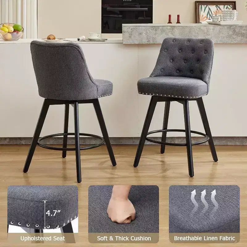 Moderni Sgabelli da Bar Girevoli Set da 2, Imbottiti, Poggiapiedi, Schienale e Gambe in Metallo, Sgabelli da Bar Moderni ad Altezza Bancone per Bar, Isola della Cucina