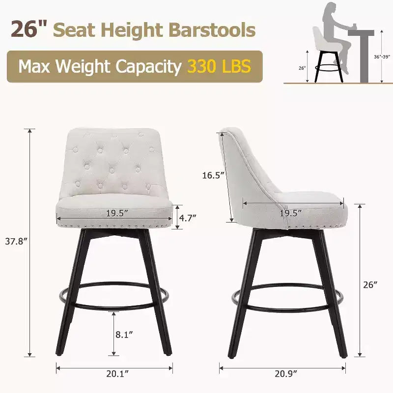 Moderni Sgabelli da Bar Girevoli Set da 2, Imbottiti, Poggiapiedi, Schienale e Gambe in Metallo, Sgabelli da Bar Moderni ad Altezza Bancone per Bar, Isola della Cucina