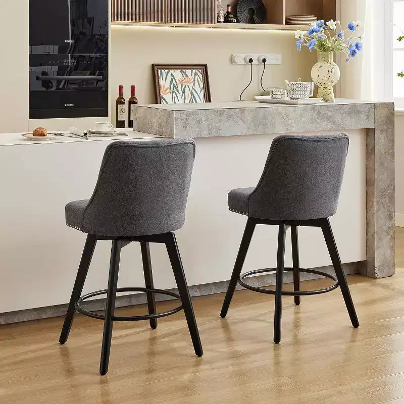 Moderni Sgabelli da Bar Girevoli Set da 2, Imbottiti, Poggiapiedi, Schienale e Gambe in Metallo, Sgabelli da Bar Moderni ad Altezza Bancone per Bar, Isola della Cucina