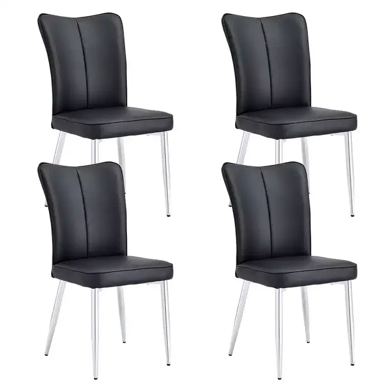 Set di 4 sedie da pranzo, sedie da pranzo moderne minimaliste imbottite con schienale e gambe in metallo nere