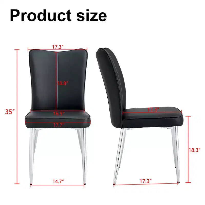 Set di 4 sedie da pranzo, sedie da pranzo moderne minimaliste imbottite con schienale e gambe in metallo nere