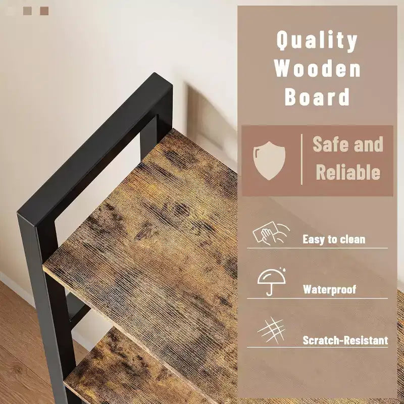 Librerie a 4 ripiani, Grandi Librerie in Legno, Scaffali a giorno per Soggiorni e Camere da Letto, Libreria Moderna con Struttura in Metallo, Marrone.