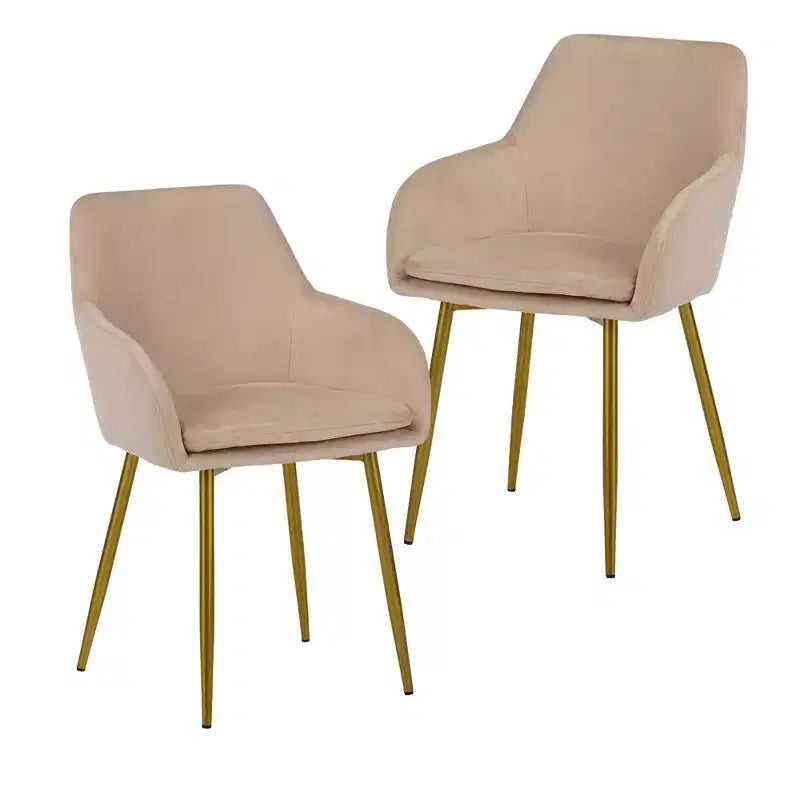 GDFStudio Sedie da Pranzo Moderne in Velluto Vesper con Gambe in Metallo Dorato (Set di 2)