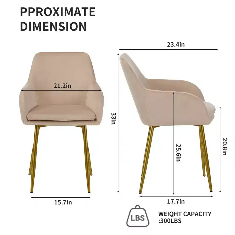 GDFStudio Sedie da Pranzo Moderne in Velluto Vesper con Gambe in Metallo Dorato (Set di 2)