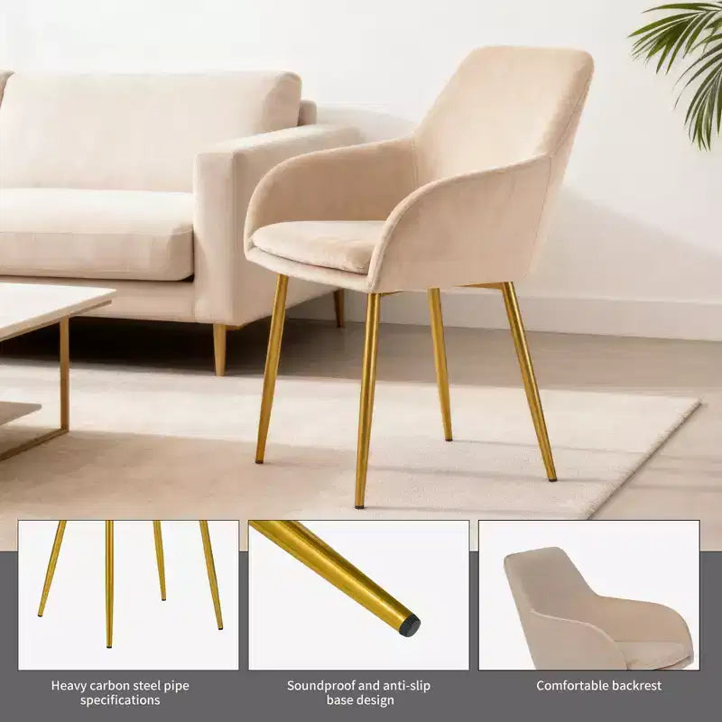 GDFStudio Sedie da Pranzo Moderne in Velluto Vesper con Gambe in Metallo Dorato (Set di 2)