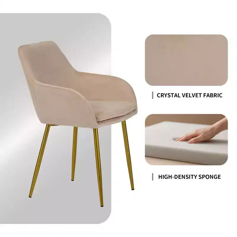 GDFStudio Sedie da Pranzo Moderne in Velluto Vesper con Gambe in Metallo Dorato (Set di 2)