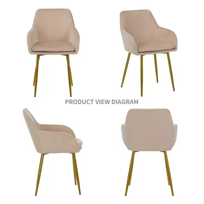 GDFStudio Sedie da Pranzo Moderne in Velluto Vesper con Gambe in Metallo Dorato (Set di 2)