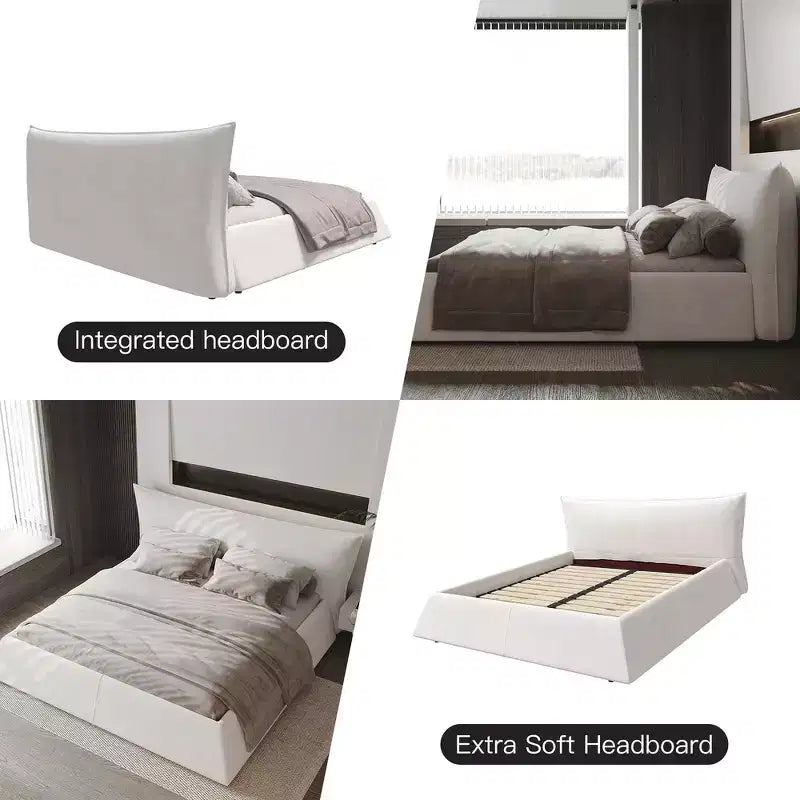 Letto a piattaforma imbottito king size Whisen, struttura in metallo e legno massello con testiera in velluto dalla forma speciale