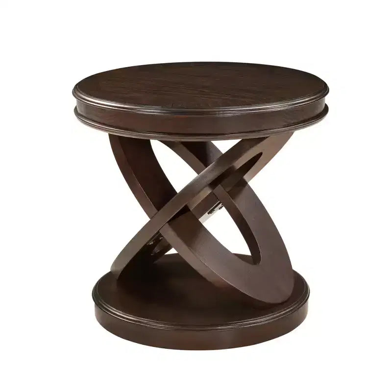 Tavolino rotondo in legno stile retrò Luxystar con base a X per sala da pranzo o soggiorno, color espresso