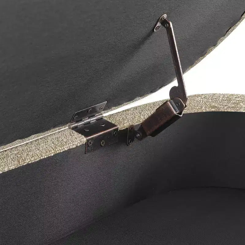 TUYOHW 43.5 Panca ottomana ovale in tessuto con contenitore, panca contenitore imbottita con gambe in legno di gomma, poggiapiedi ottomano per soggiorno, camera da letto, ingresso