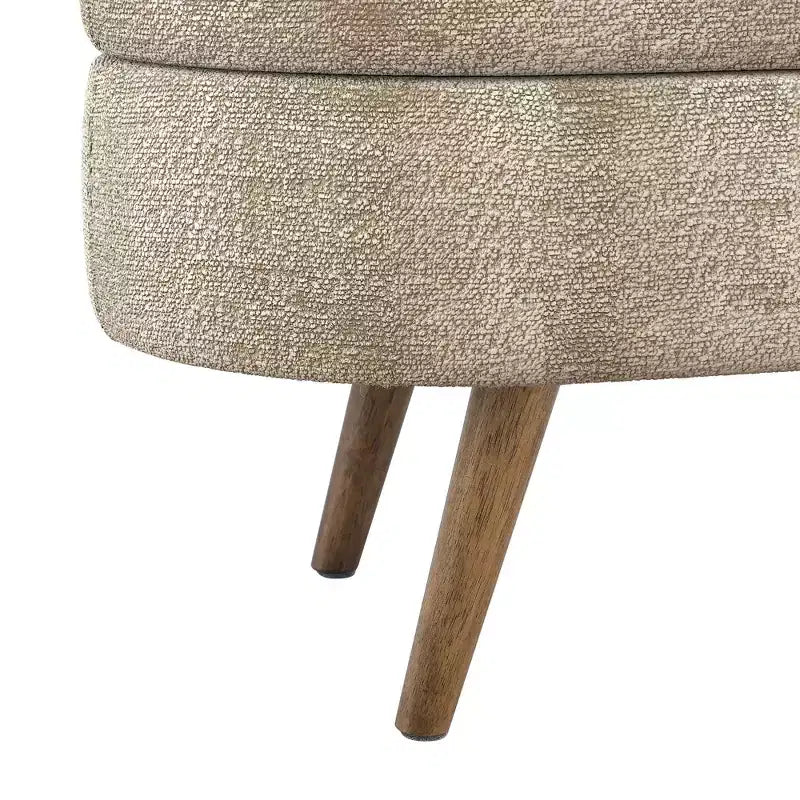 TUYOHW 43.5 Panca ottomana ovale in tessuto con contenitore, panca contenitore imbottita con gambe in legno di gomma, poggiapiedi ottomano per soggiorno, camera da letto, ingresso