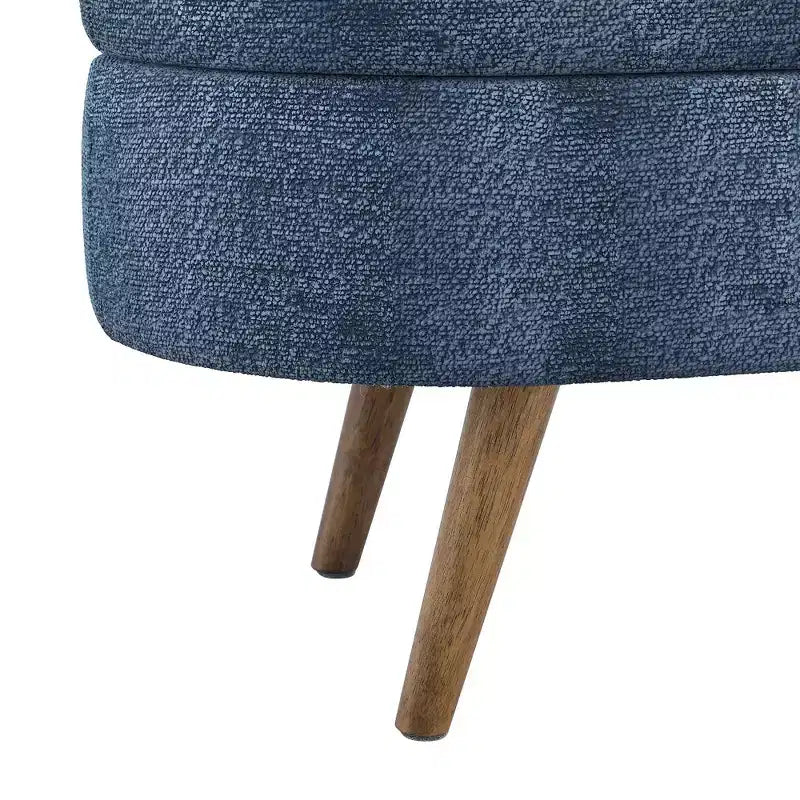 TUYOHW 43.5 Panca ottomana ovale in tessuto con contenitore, panca contenitore imbottita con gambe in legno di gomma, poggiapiedi ottomano per soggiorno, camera da letto, ingresso