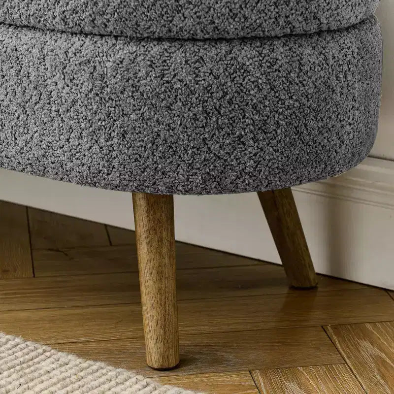 TUYOHW 43.5 Panca ottomana ovale in tessuto con contenitore, panca contenitore imbottita con gambe in legno di gomma, poggiapiedi ottomano per soggiorno, camera da letto, ingresso