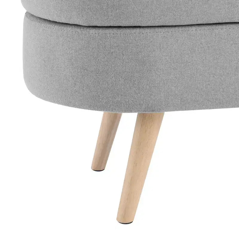 TUYOHW 43.5 Panca ottomana ovale in tessuto con contenitore, panca contenitore imbottita con gambe in legno di gomma, poggiapiedi ottomano per soggiorno, camera da letto, ingresso