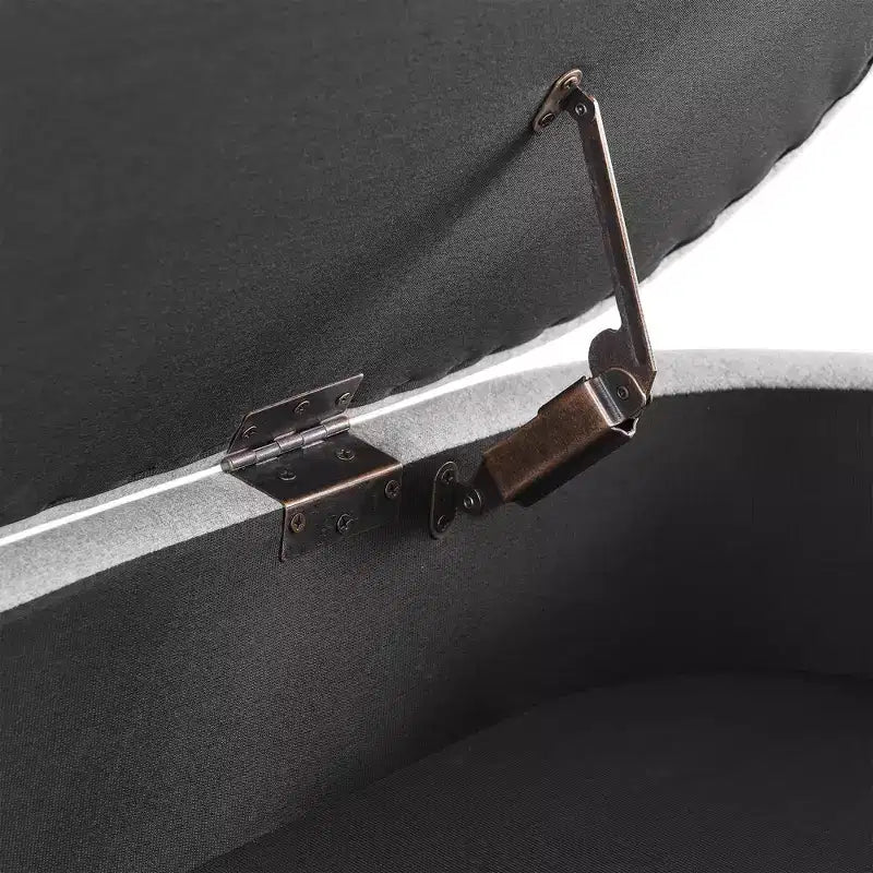 TUYOHW 43.5 Panca ottomana ovale in tessuto con contenitore, panca contenitore imbottita con gambe in legno di gomma, poggiapiedi ottomano per soggiorno, camera da letto, ingresso