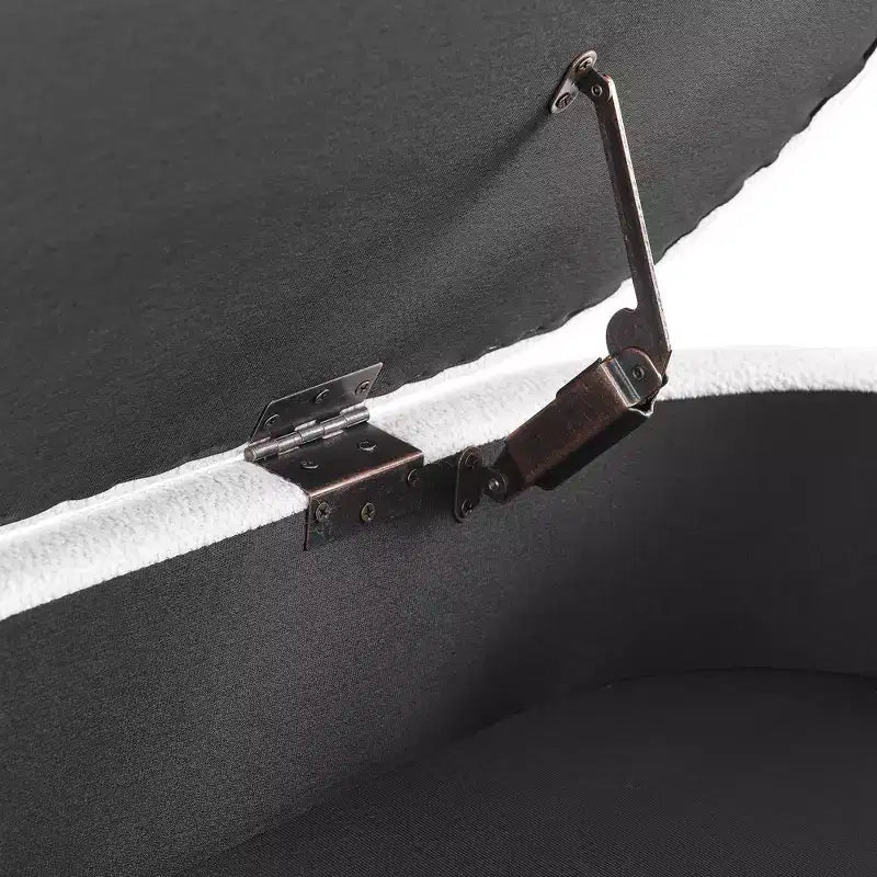 TUYOHW 43.5 Panca ottomana ovale in tessuto con contenitore, panca contenitore imbottita con gambe in legno di gomma, poggiapiedi ottomano per soggiorno, camera da letto, ingresso