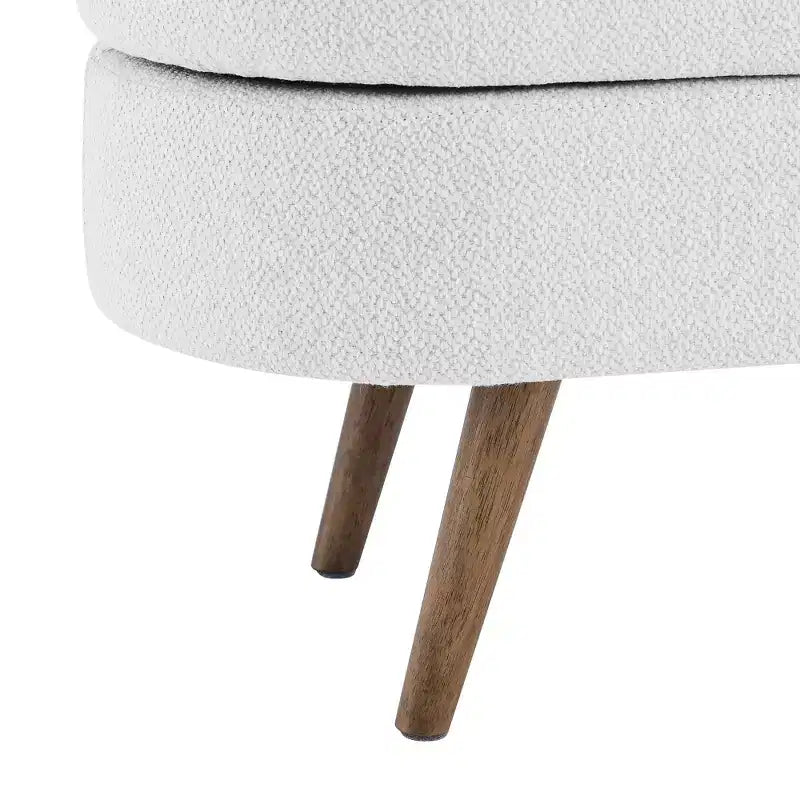 TUYOHW 43.5 Panca ottomana ovale in tessuto con contenitore, panca contenitore imbottita con gambe in legno di gomma, poggiapiedi ottomano per soggiorno, camera da letto, ingresso