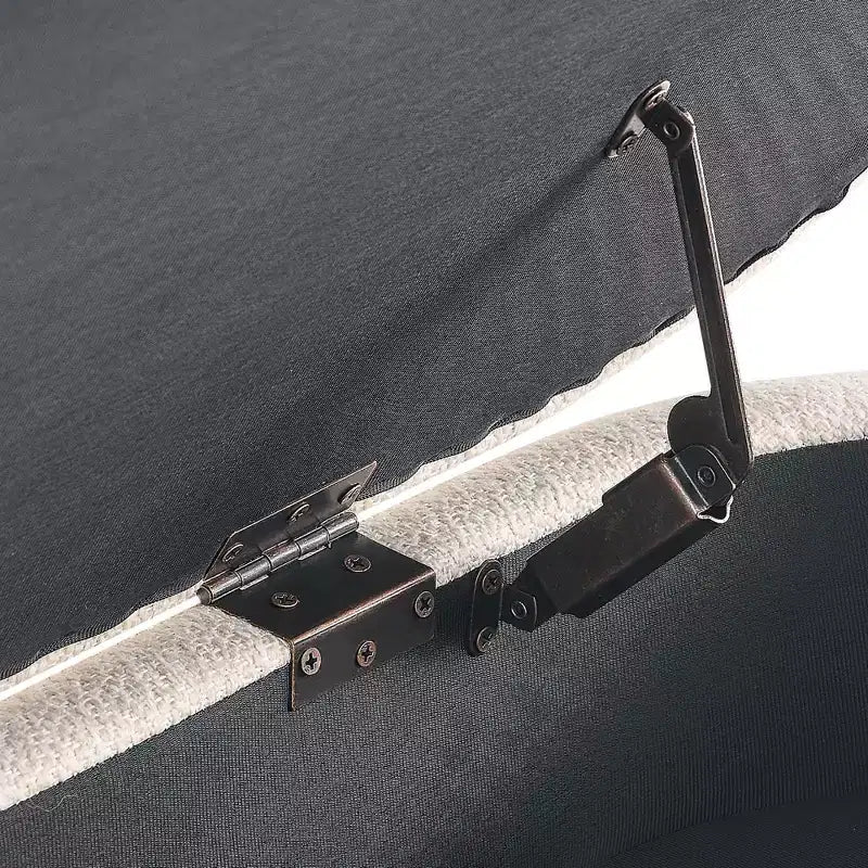 TUYOHW 43.5 Panca ottomana ovale in tessuto con contenitore, panca contenitore imbottita con gambe in legno di gomma, poggiapiedi ottomano per soggiorno, camera da letto, ingresso