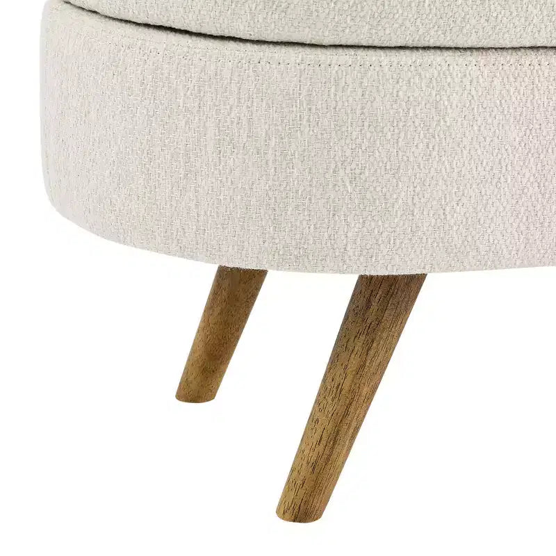 TUYOHW 43.5 Panca ottomana ovale in tessuto con contenitore, panca contenitore imbottita con gambe in legno di gomma, poggiapiedi ottomano per soggiorno, camera da letto, ingresso