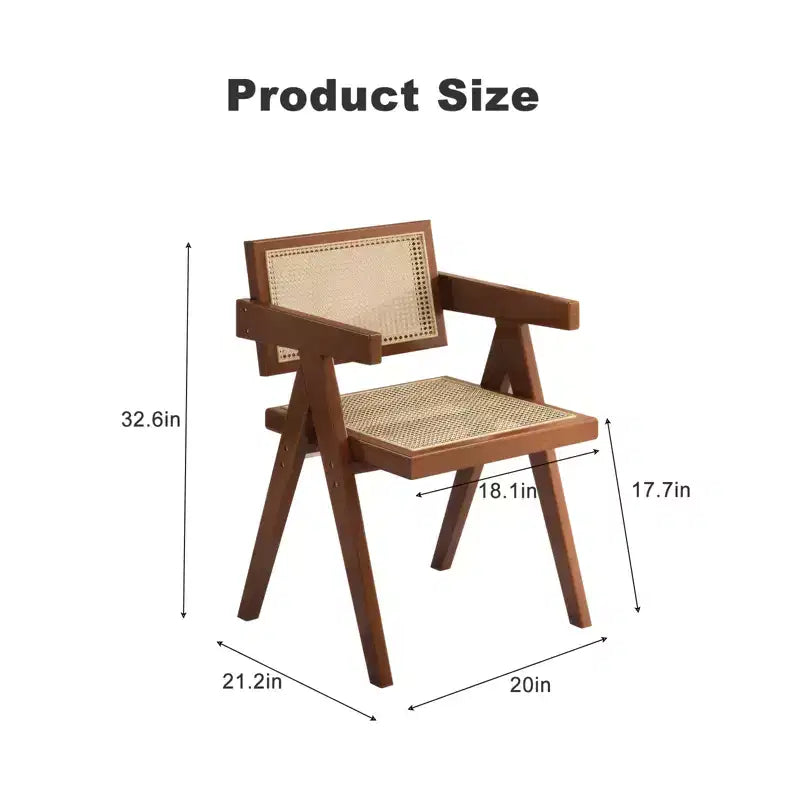 JVNOXK Sedie da Pranzo Moderne di Metà Secolo Set da 2, Sedie con Accenti in Rattan, Comode Poltrone, Sedie da Esterno in Legno con Braccioli per Camera da Letto, Marroni